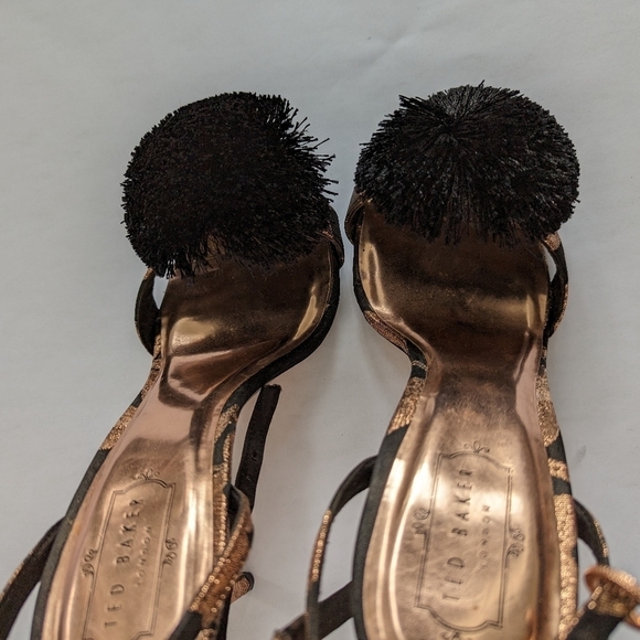 Ted Baker Elynie Pompom Stiletto Black Zebra Metallic Heels (TB 40.5 = US 9½) - Picture 5 of 6